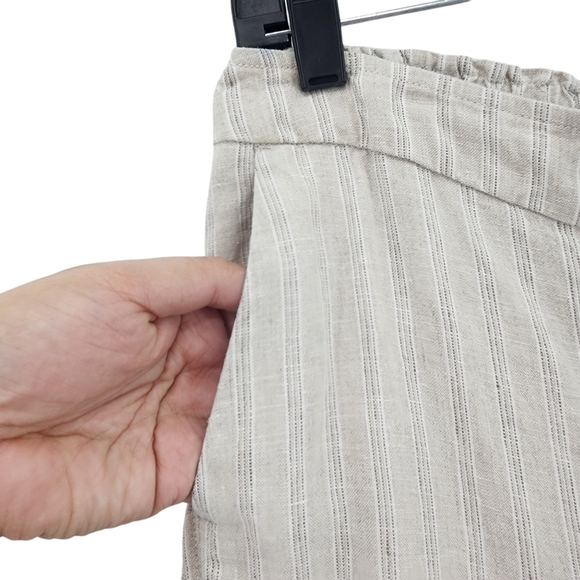 Chico's Women's Striped 100% Linen Drawstring Pull on Coastal Pants - Picture 5 of 9